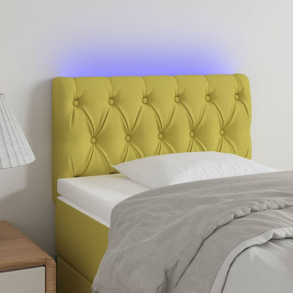 Vidaxl Čelo postele s LED zelené 80x7x78/88 cm látka